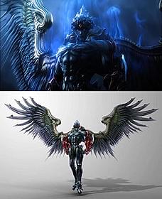 デビル仁の劇中画像(上)と設定CG画(下)「鉄拳 ブラッド・ベンジェンス」