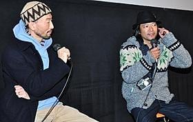 トークショーを行った写真家の藤代冥砂氏と若木信吾氏「ニーチェの馬」