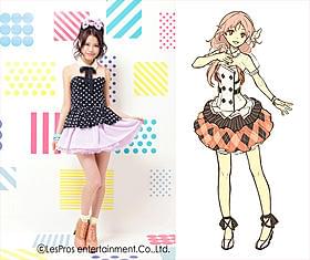 ミュージカル初挑戦の吉井と、ヒロイン・さくらのイラスト(右)