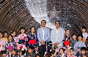 「光の天の川」点灯式イベントに出席した中井貴一、滝田洋二郎監督「天地明察」