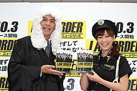 コスプレ姿で登場した岡田圭右と藤本美貴