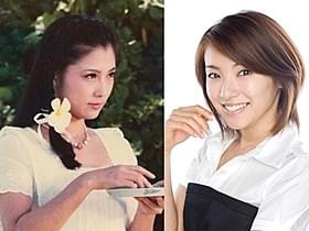 若き日の大原麗子さん(左)と内山理名
