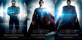 初公開のキャラクター別ビジュアル (左からゾッド将軍、スーパーマン、ジョー=エル)「マン・オブ・スティール」