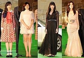 華やかなドレスで登場した忽那汐里、長澤まさみ、栗山千明、ヒョミン (左から)「潔く柔く きよくやわく」