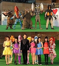 グリーンカーペットに登場した ウルトラ怪獣とプリキュアキャラクター「映画 ドキドキ!プリキュア マナ結婚!!?未来につなぐ希望のドレス」