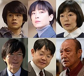 「紙の月」に出演する(上段左から)池松壮亮、 宮沢りえ、小林聡美、石橋蓮司、近藤芳正、田辺誠一「紙の月」
