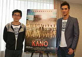 台湾映画「KANO」のマー・ジーシアン(馬志翔)監督(右)と プロデューサーのウェイ・ダーション(魏徳聖)氏 =大阪市内で2014年3月7日「海角七号 君想う、国境の南」