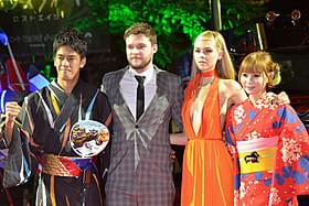 ジャパンプレミアに登場した (左から)武井、レイナー、ペルツ、中川「トランスフォーマー」