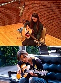 (上)「ロスト・スターズ」を弾き語る片平里菜 (下)劇中のキーラ・ナイトレイ「はじまりのうた」