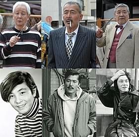 (左上から)劇中の近藤正臣、藤竜也、中尾彬(下)若かりし頃の3人「龍三と七人の子分たち」