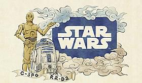 C-3POとR2-D2が描かれた「ドロイドねぶた」「スター・ウォーズ」