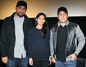 (左から)マーク・ビクトル、 マリー・ピネダ、ポール・ソリアーノ監督「キッド・クラフ 少年パッキャオ」