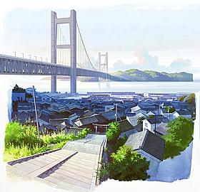 舞台となる岡山県・児島の背景美術画「ひるね姫 知らないワタシの物語」