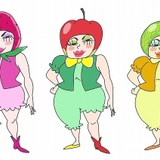 指導官のリンゴ（中央）、イチゴ（左）、メロン（右）