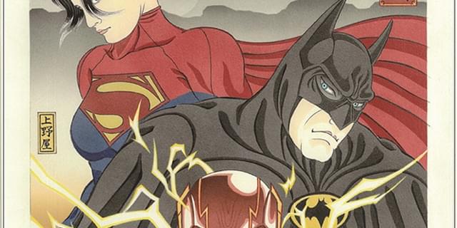 フラッシュ、バットマン、スーパーガールが浮世絵に！ 「ザ