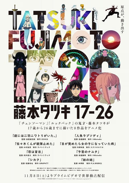 「チェンソーマン」「ルックバック」の藤本タツキの短編8作品がアニメ化 11月8日からPrime Video独占配信