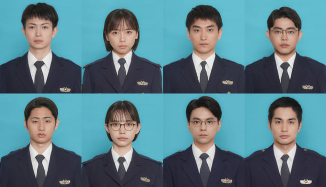 (上段左より)綱啓永、齊藤京子、金子大地、倉悠貴(下段左より)猪狩蒼弥、井桁弘恵、佐藤勝利、中村蒼