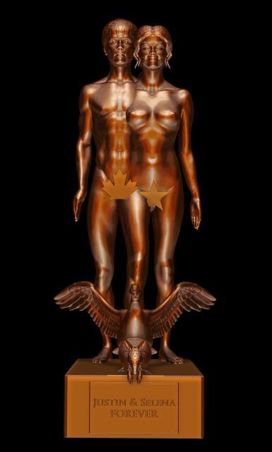 ジャスティン・ビーバー＆セレーナ・ゴメス、ヌード彫像で合体