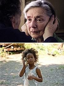最高齢ノミネートのエマニュエル・リバ(上)と 最年少ノミネートのクワベンジャネ・ウォレス「ハッシュパピー バスタブ島の少女」