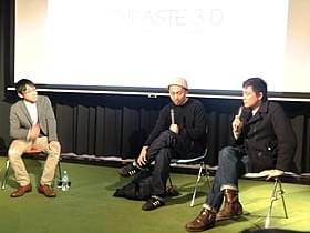 トークイベントに出席した富田克也監督(右)と三宅唱監督「やくたたず」
