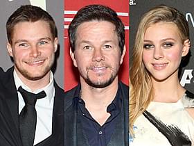 主演のマーク・ウォールバーグ(中)と共演する若手俳優2人「トランスフォーマー ダークサイド・ムーン」