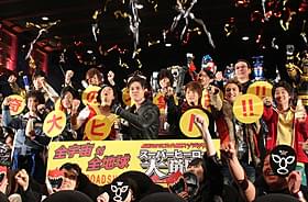 「仮面ライダー×スーパー戦隊×宇宙刑事 スーパーヒーロー大戦Z」初日挨拶の様子「仮面ライダー×スーパー戦隊×宇宙刑事 スーパーヒーロー大戦Z」