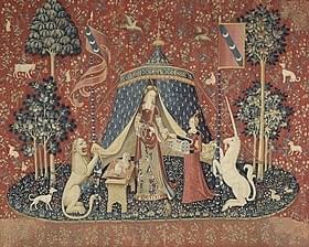 タピスリー《貴婦人と一角獣「我が唯一の望み」》、 1500年頃、フランス国立クリュニー中世美術館蔵「トゥ・ザ・ワンダー」