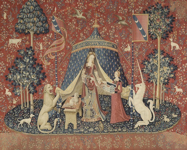 タピスリー《貴婦人と一角獣「我が唯一の望み」》、 1500年頃、フランス国立クリュニー中世美術館蔵