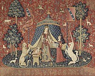タピスリー《貴婦人と一角獣「我が唯一の望み」》、1500年頃、フランス国立クリュニー中世美術館蔵