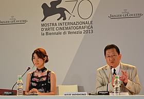 会見に臨んだスタジオジブリ星野康二社長と瀧本美織「風立ちぬ」