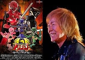 劇中映画の特別ポスター(左)とテーマソング担当の串田(右)「イン・ザ・ヒーロー」
