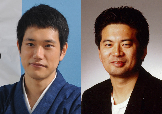 2011年12月に急逝した森田芳光監督（右）と 「の・ようなもの のようなもの」に主演する松山ケンイチ