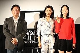(左から)チョ・グニョン監督、キム・ソヒョン、イ・ユヨン「晩春(1949)」