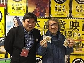 大林宣彦監督(右)と舞台挨拶に聞き入った本広克行監督「時をかける少女」