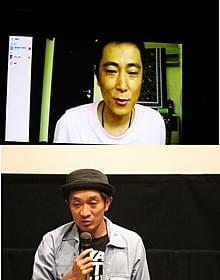 Skypeで会見した富田克也監督(上)と脚本の相澤虎之助「バンコクナイツ」