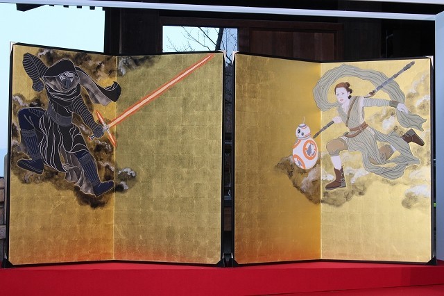 「スター・ウォーズ」屏風が京都でお披露目！レイ＆BB-8＆カイロ・レンが風神雷神に - 画像1