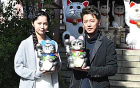 ヒット祈願を行った佐藤健と宮崎あおい「世界から猫が消えたなら」