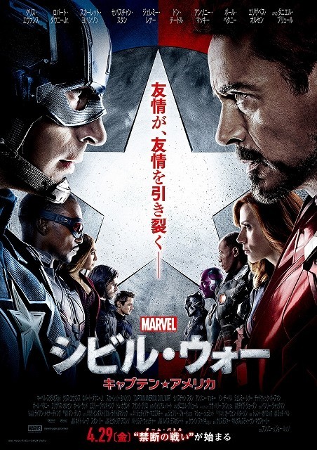 キャプテン・アメリカとアイアンマンが にらみ合うポスター
