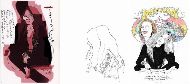 （左から）くらもちふさこ、魚喃キリコ、eveによるイラスト