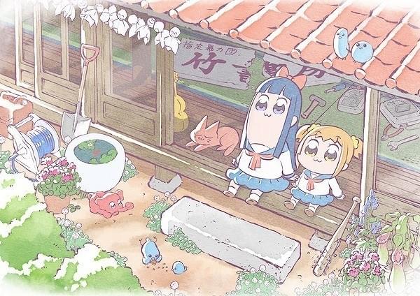 2人の後ろの看板に注目！TVアニメ「ポプテピピック」キービジュアル公開