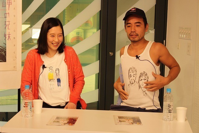 公式Tシャツを忘れたため、自身のタンクトップにイラストを描いた松浦
