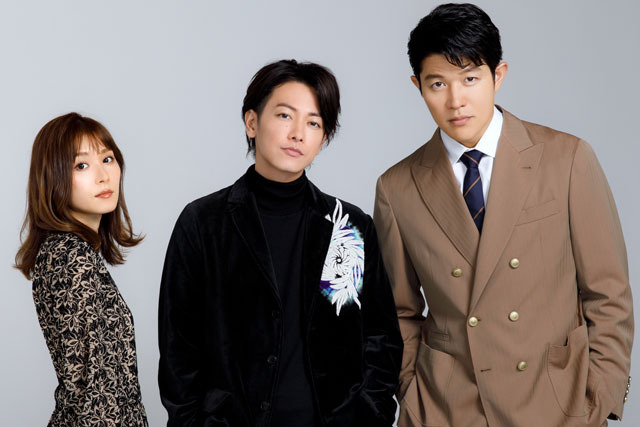 取材に応じた（左から）松岡茉優、 佐藤健、鈴木亮平