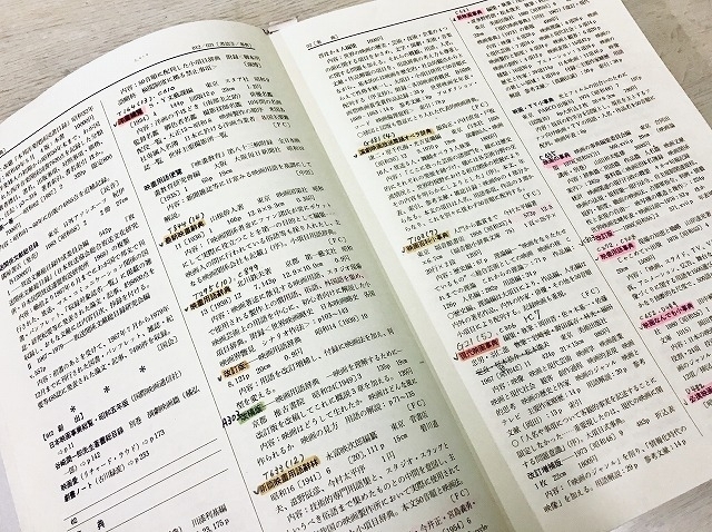笹沼さんが使用してきた「事典 映画の図書」。所蔵図書に印をつけるなど、細かく書き込みがされている