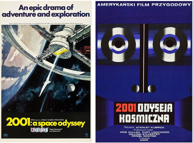 「2001年宇宙の旅」アメリカ版シネラマ上映用（左）と、ポーランド版