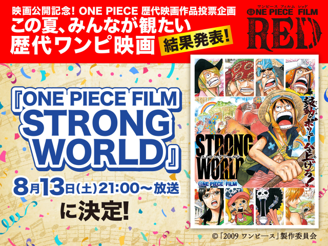 「ONE PIECE FILM STRONG WORLD」の放送が決定