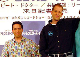 「モンスターズ・インク」プロモーション来日時の リー・アンクリッチ（左）とピート・ドクター