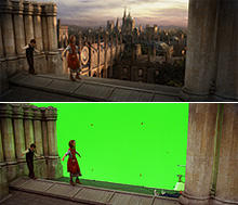 VFXを使用するため グリーンバックの撮影シーンも多数