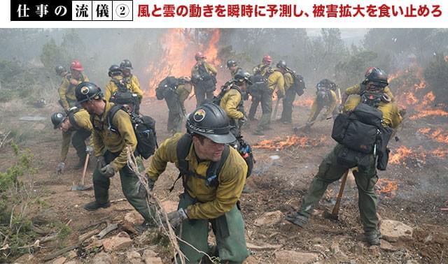 隊長が火の進路を読み取ったら、号令とともに隊員たちが一気に動き出す!
